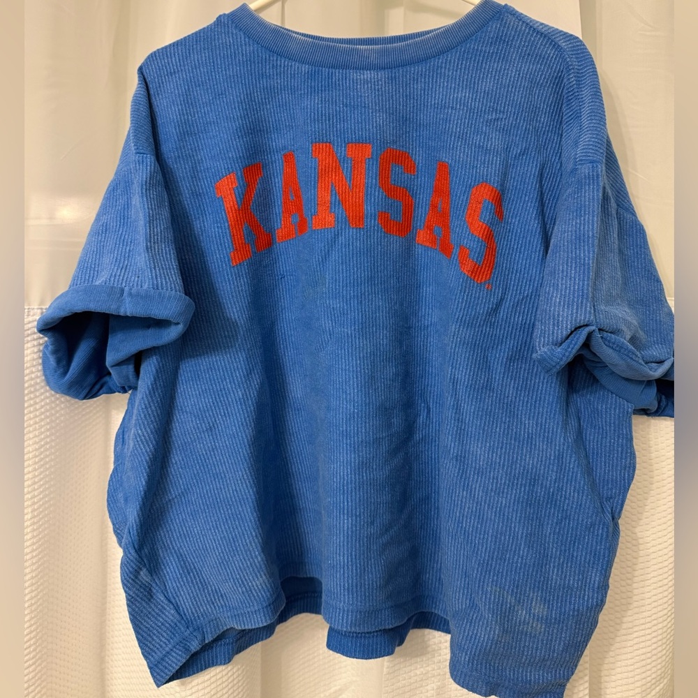 Kansas Jayhawks Retro Style Blue Corduroy Shirt